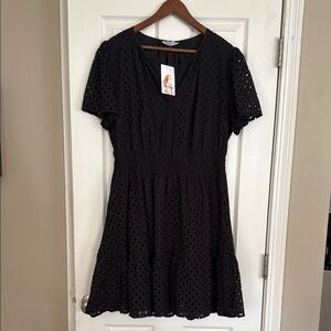 Pretty Garden Black Eyelet Dress